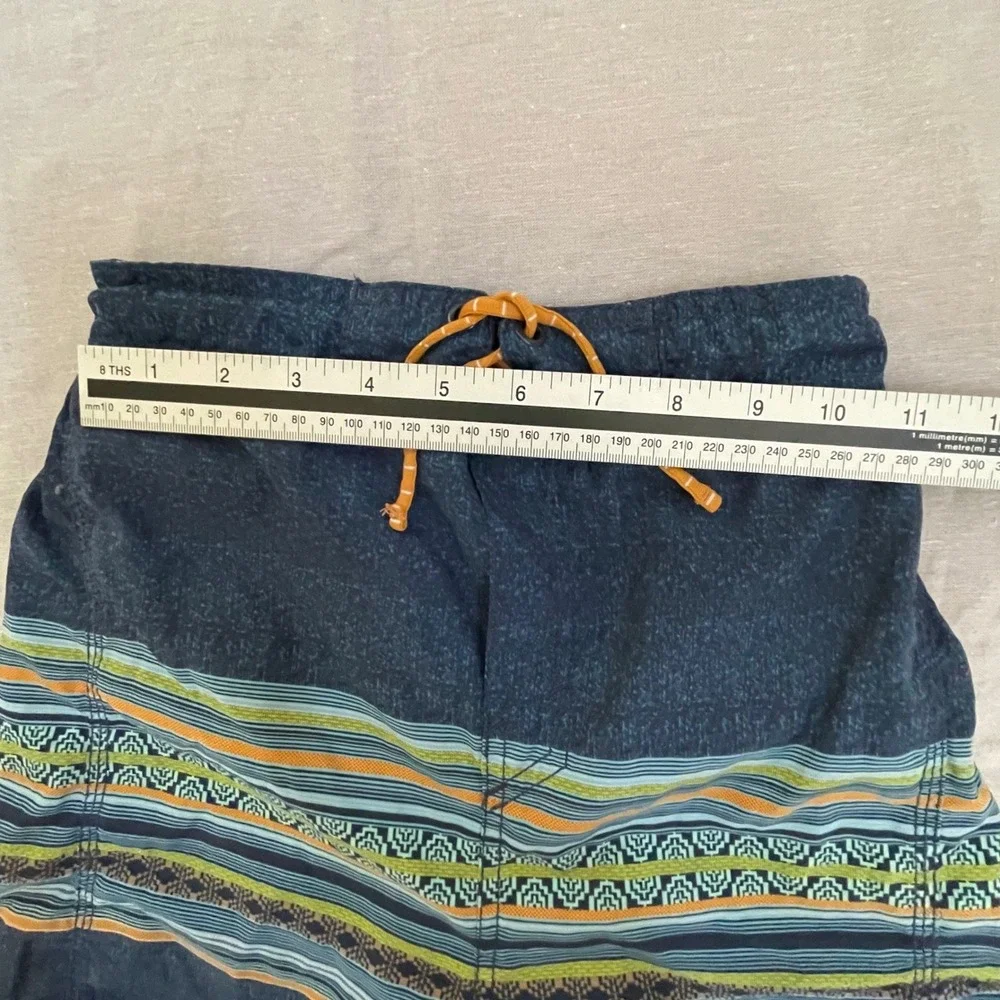 Tommy Bahama Kids Boy Swim Trunks Size XL Blue Orange Tribal Print Elastic Waist